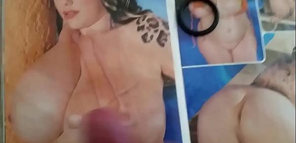  wanking and cumming over a big tit porn mag